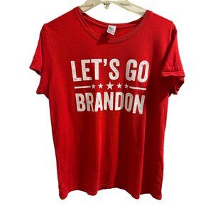 🍒 2/$20 🍒Lets Go Brandon Red T-Shirt Large 100% Cotton